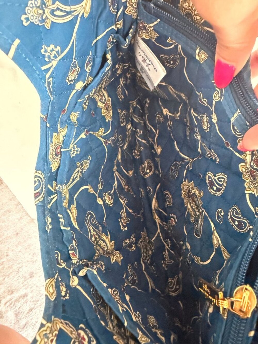 AMERICANA BY SHARIF Blue Floral Fabric Bucket Bag - Picture 6 of 11